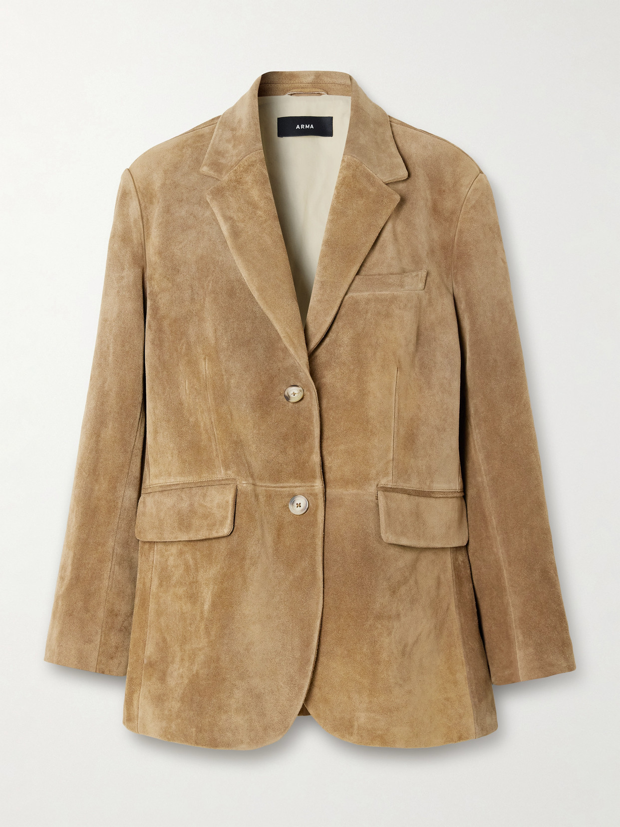 Arma Benny Paneled Suede Blazer In Neutral