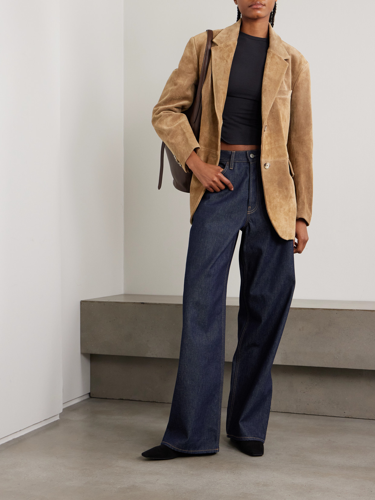 Arma Benny Paneled Suede Blazer In Neutral