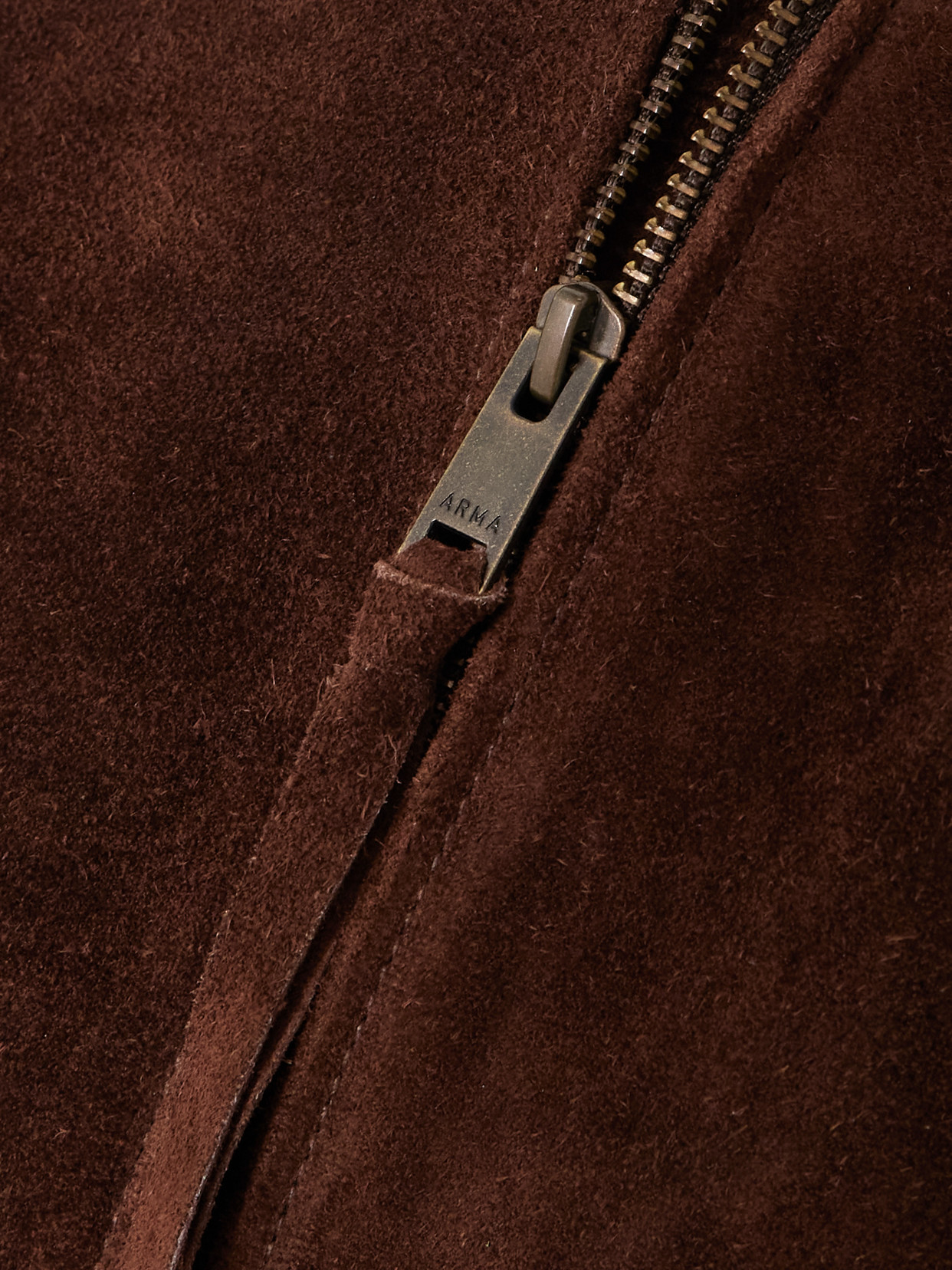 Arma Elettra Cropped Suede Bomber Jacket In Brown