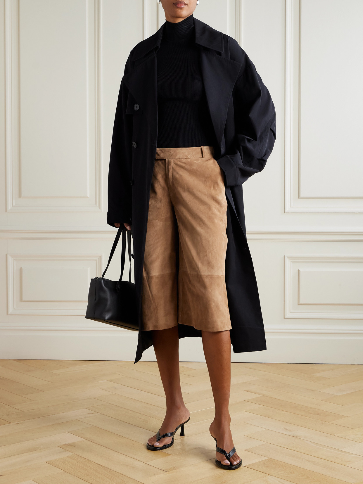 Arma Jina Paneled Suede Shorts In Brown