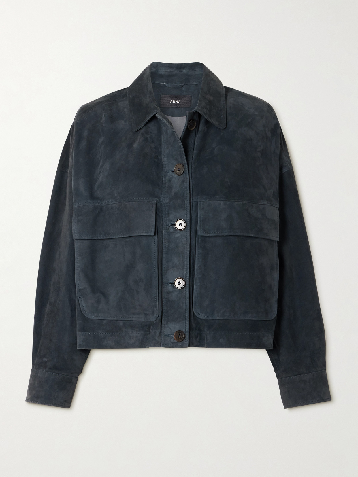 Arma Miri Cropped Suede Jacket In Blue