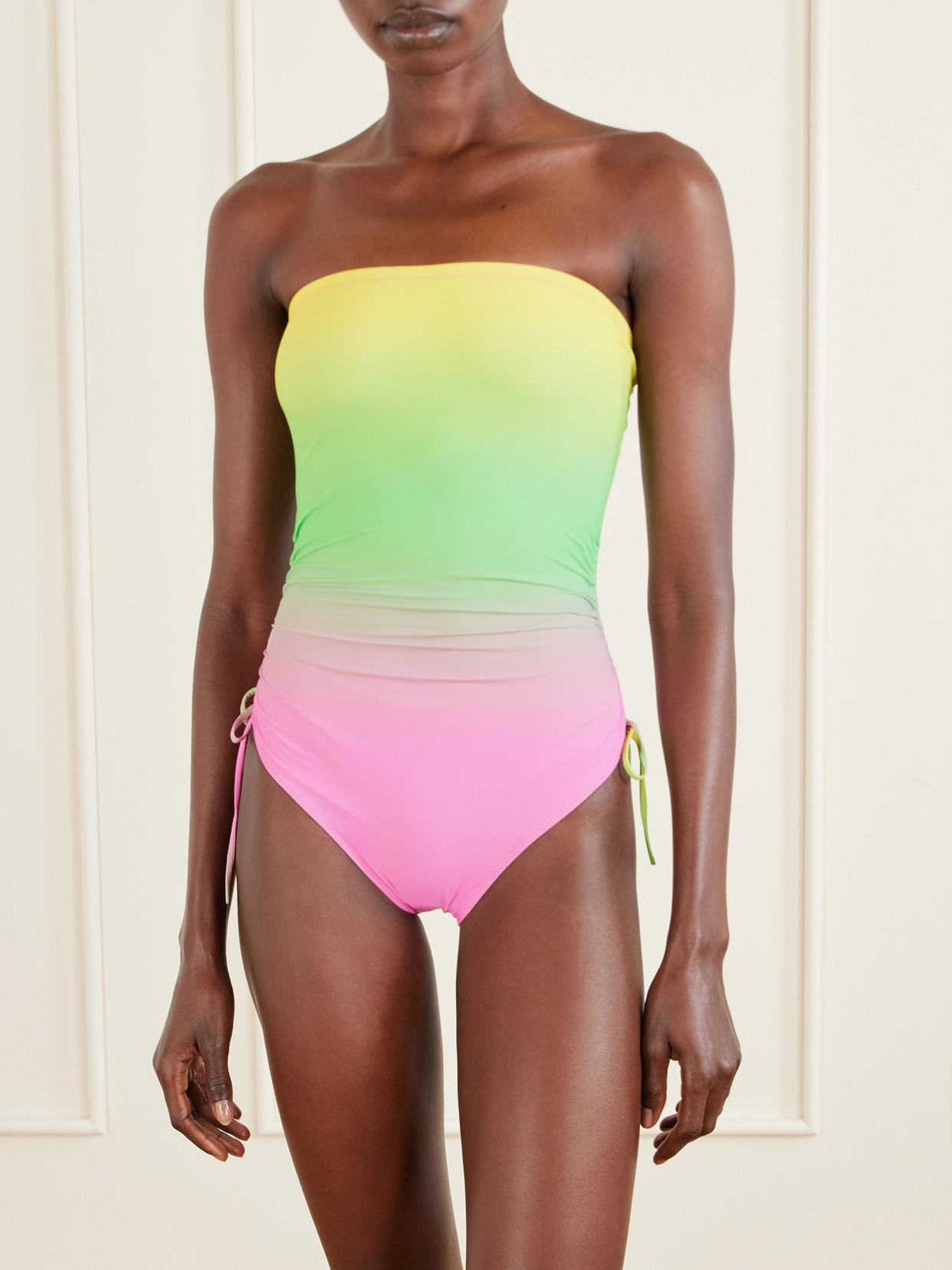 Lido Venti Strapless Ruched Dégradé Swimsuit In Multi