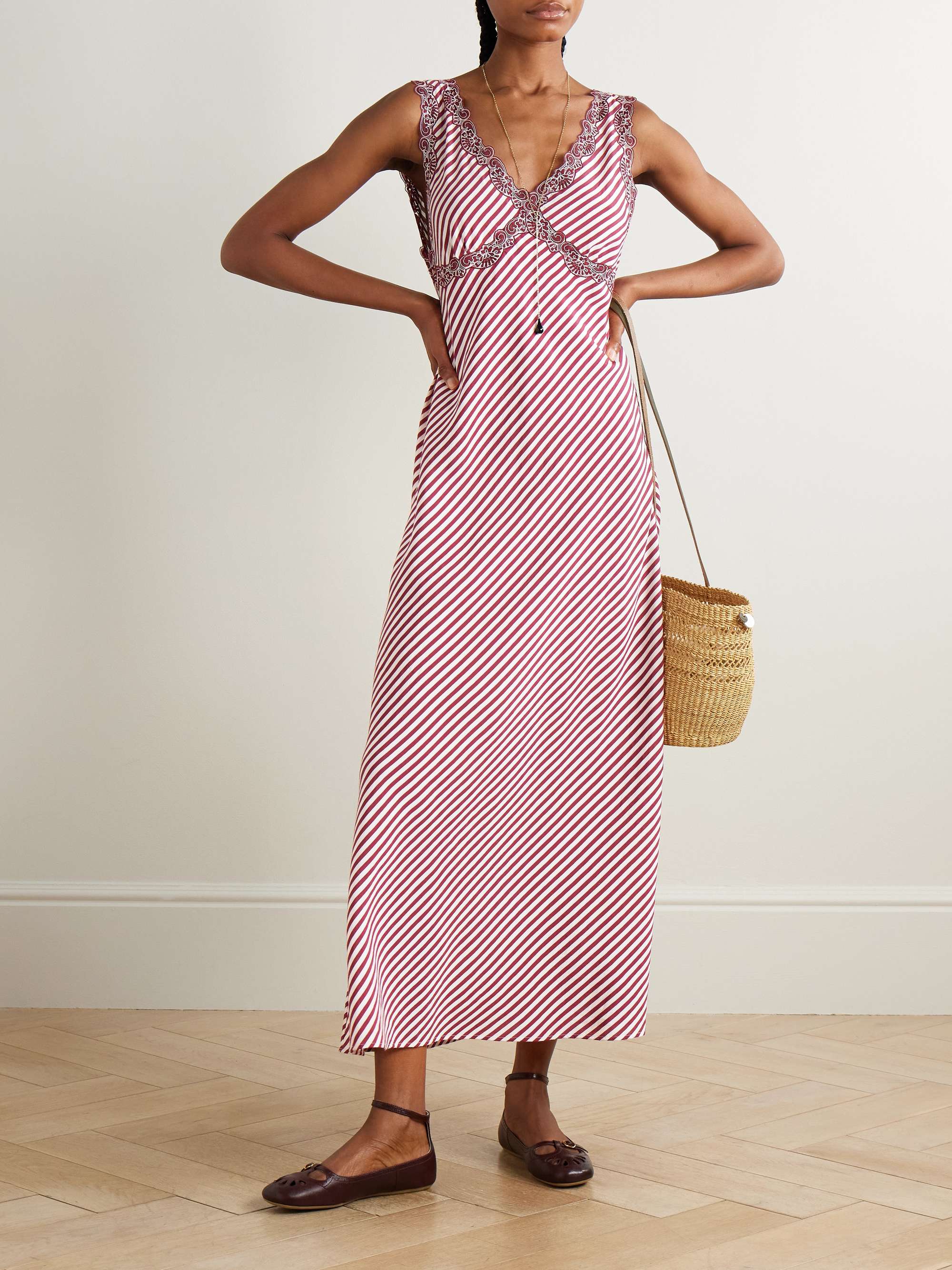 LORETTA CAPONI NET SUSTAIN + قميص نوم Albina من حرير الساتان مزيّن بدانتيل مفرّغ