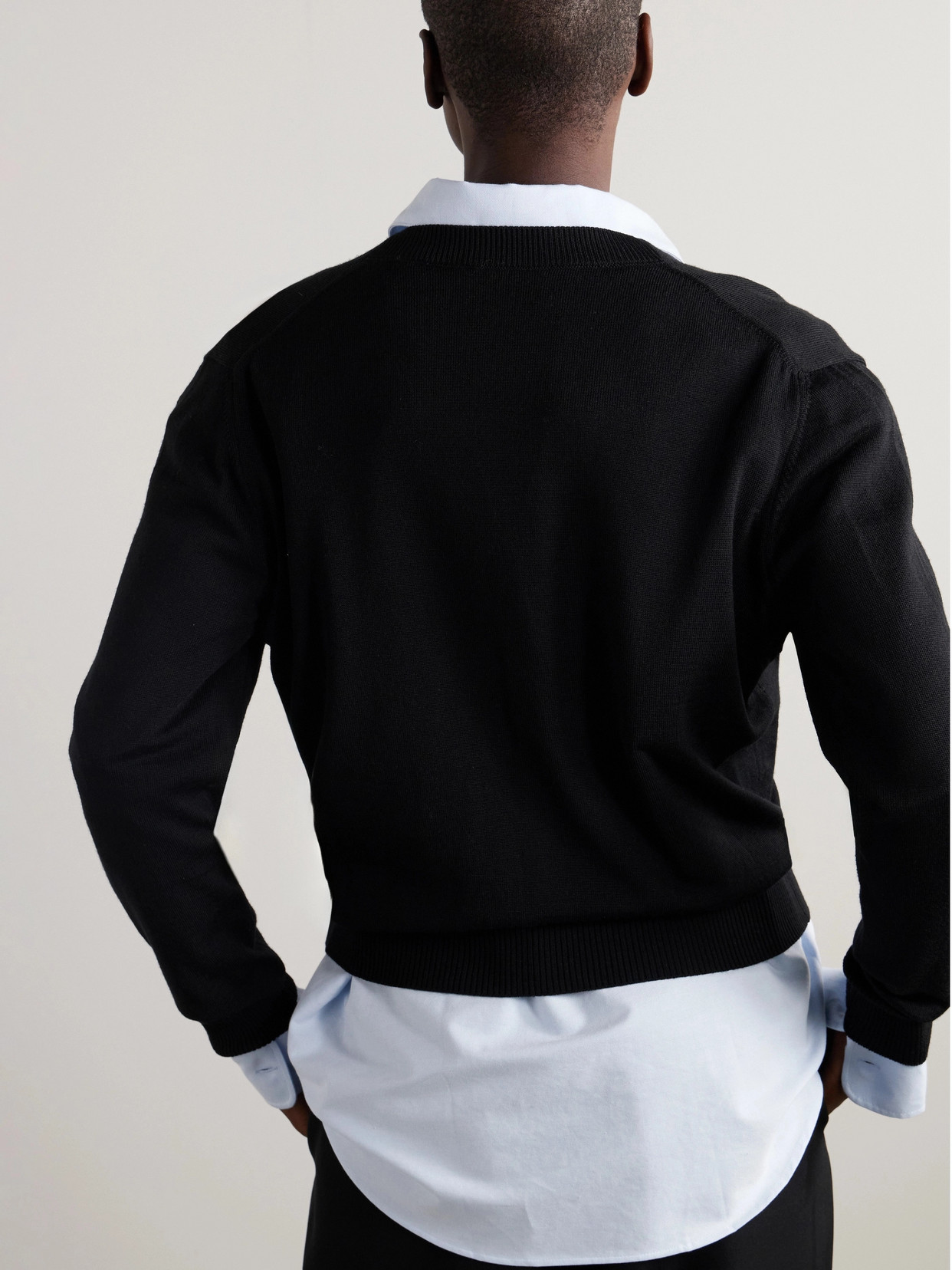 Ami Alexandre Mattiussi Ami V-neck Button-down Cardigan With Subtle Red Emblem In Black