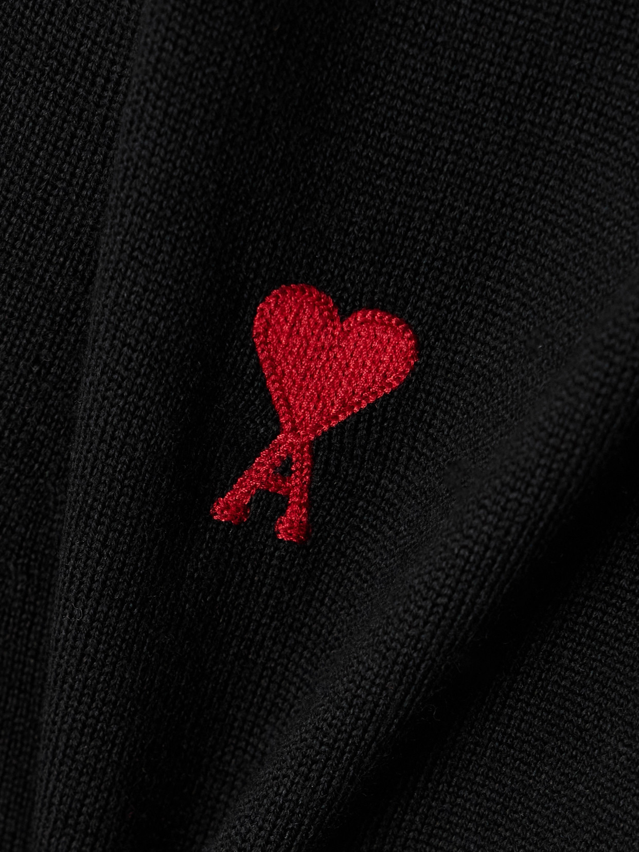 Ami Alexandre Mattiussi Ami V-neck Button-down Cardigan With Subtle Red Emblem In Black