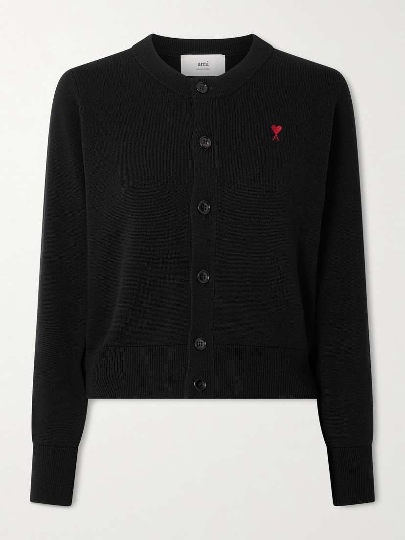 AMI PARIS Embroidered Wool Cardigan