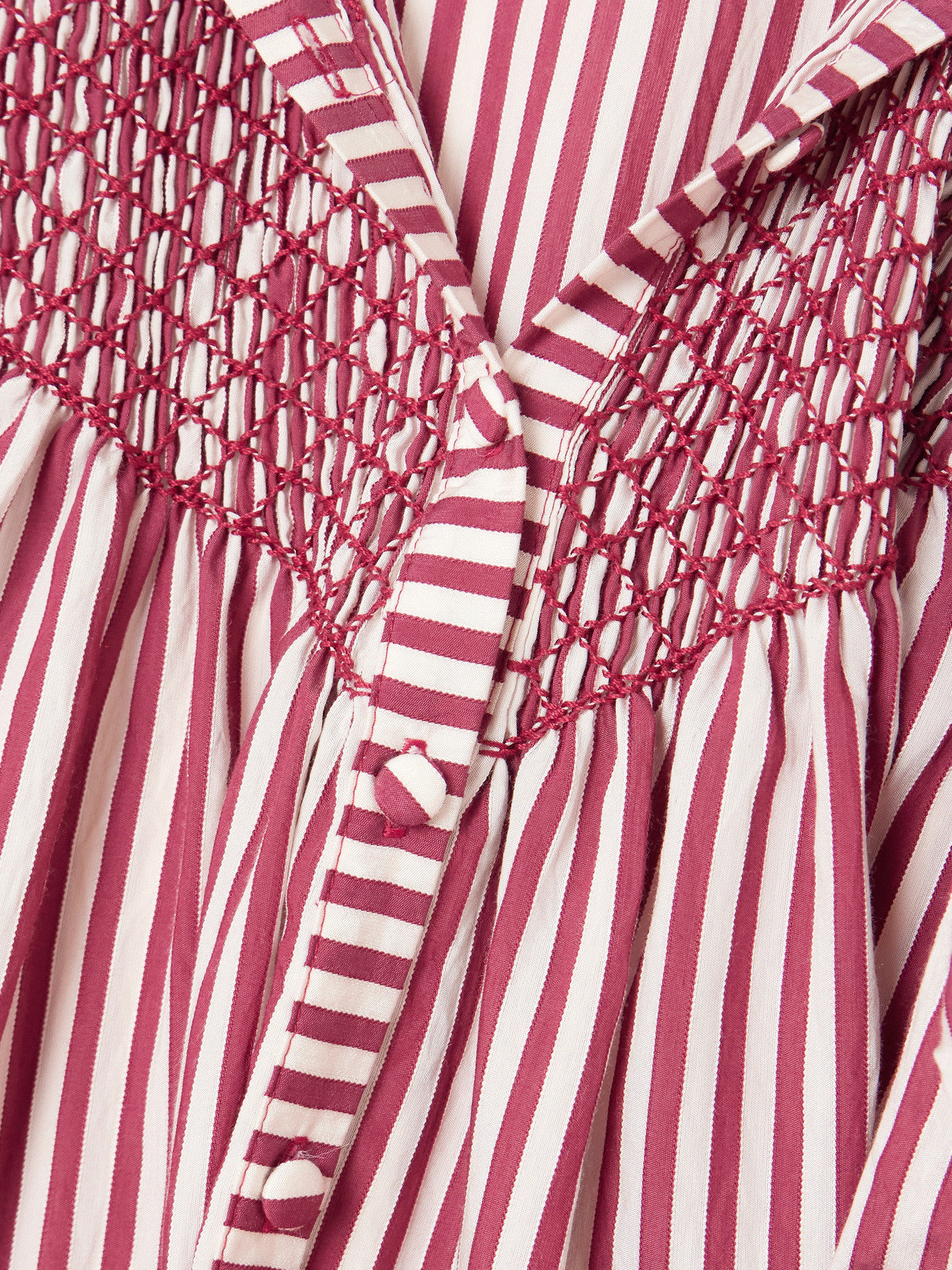 Loretta Caponi Milvia Smocked Striped Satin Blouse In Pink