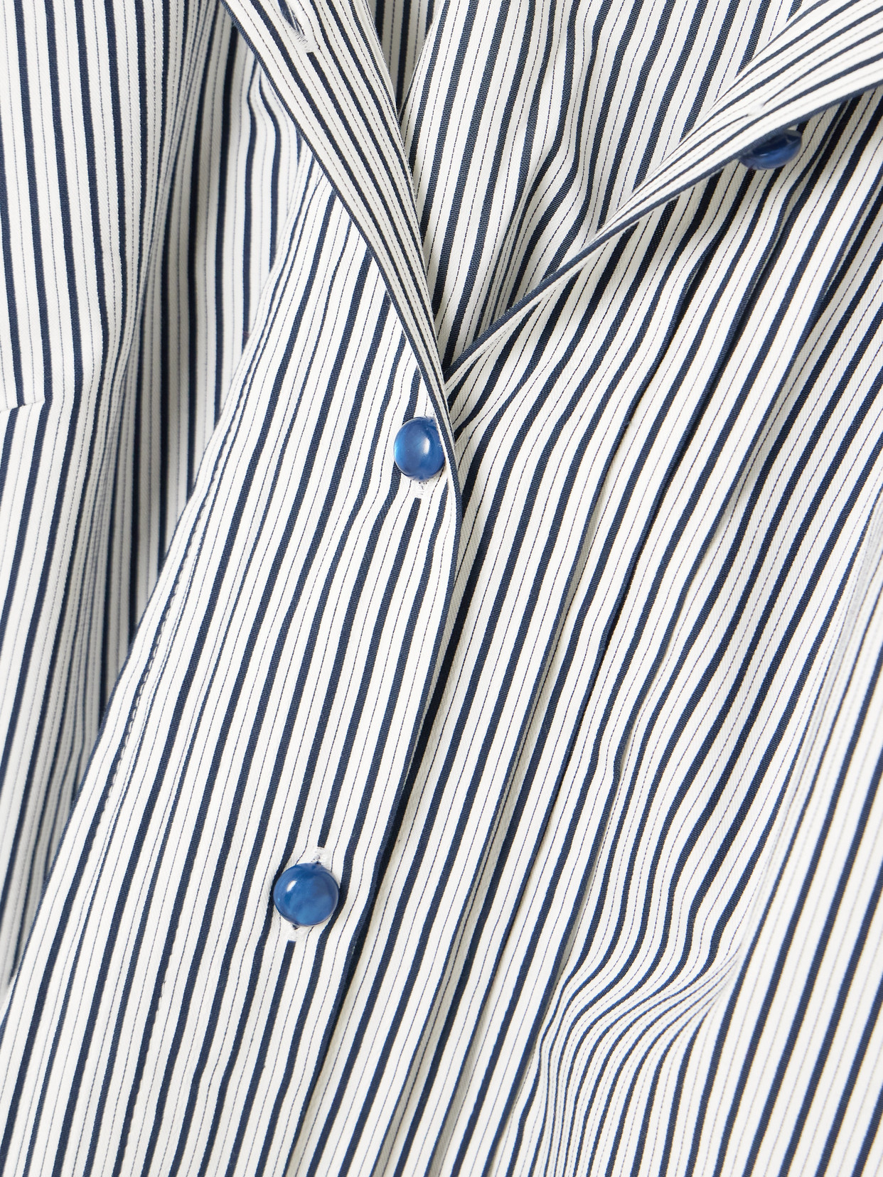 Anastasia Lace-Trimmed Striped Cotton-Blend Blouse
