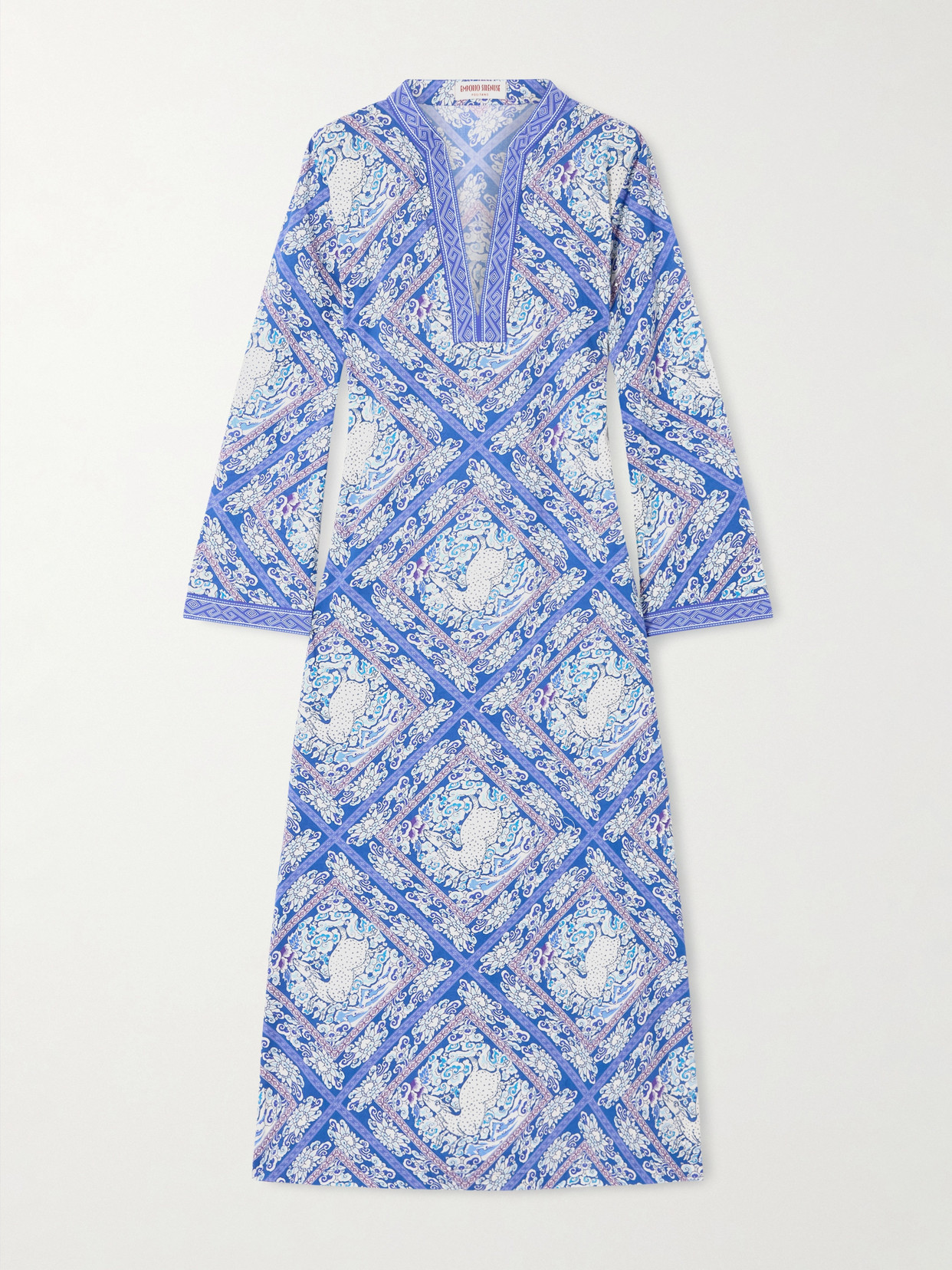 Emporio Sirenuse Giada Printed Cotton Coverup In Blue