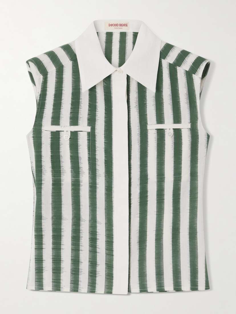 Emporio Sirenuse Ylena Ikat Striped Cotton Shirt