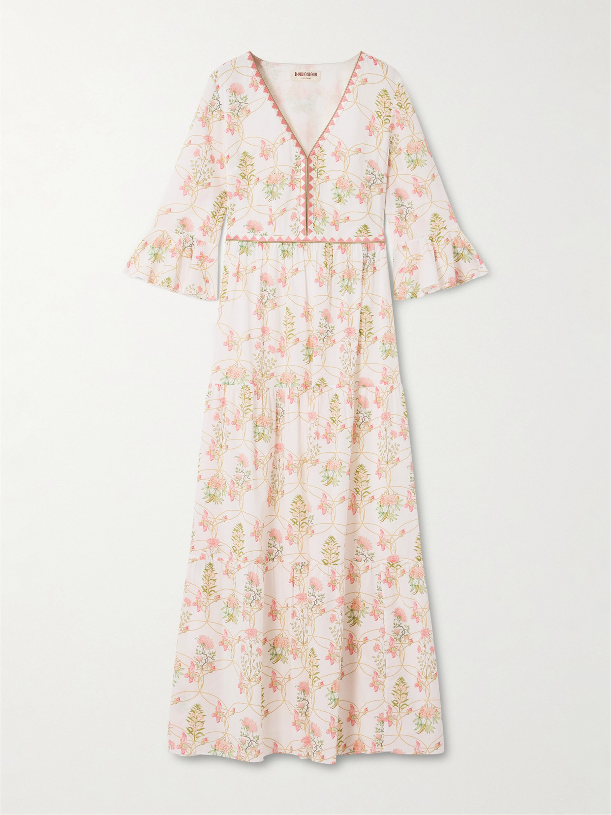 Emporio Sirenuse Bella Floral-print Cotton Midi Dress In Pink