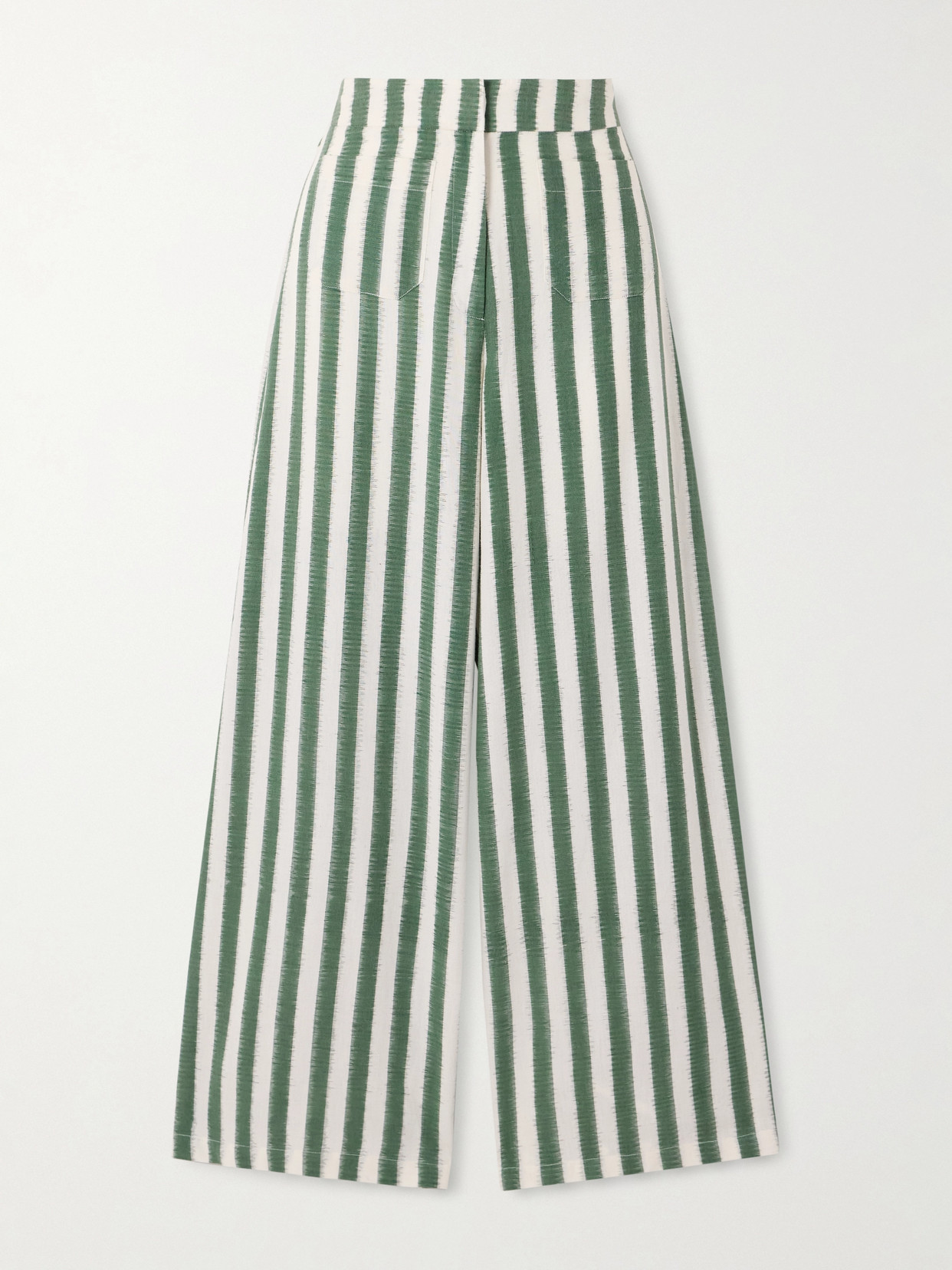 Emporio Sirenuse Adele Ikat Striped Cotton Wide-leg Pants In Green