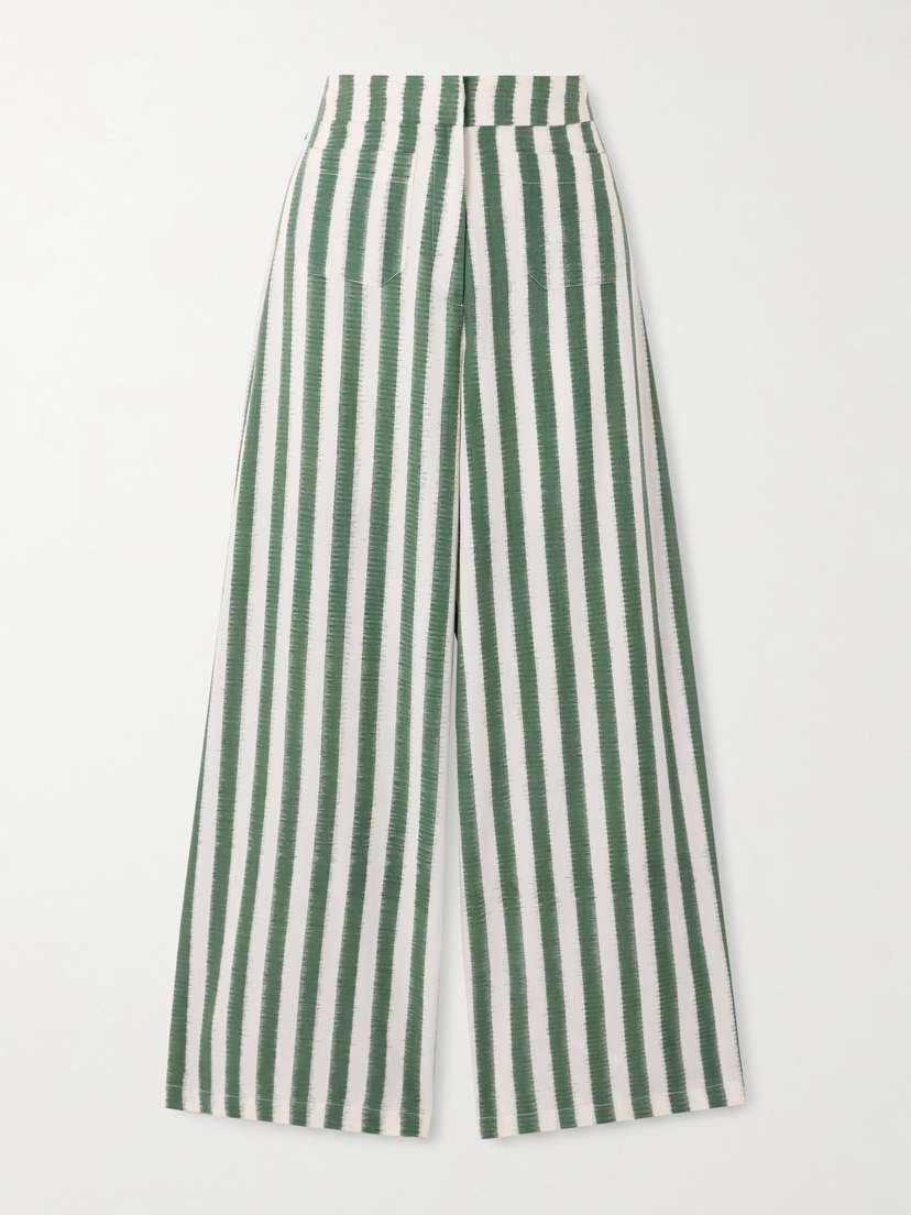 Emporio Sirenuse Adele Ikat Striped Cotton Wide-leg Pants