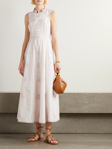 Emporio Sirenuse Clodette embroidered cotton-blend midi dress