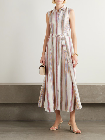 Veronica Beard - Mackey striped cotton-blend seersucker halterneck midi  dress | Plush