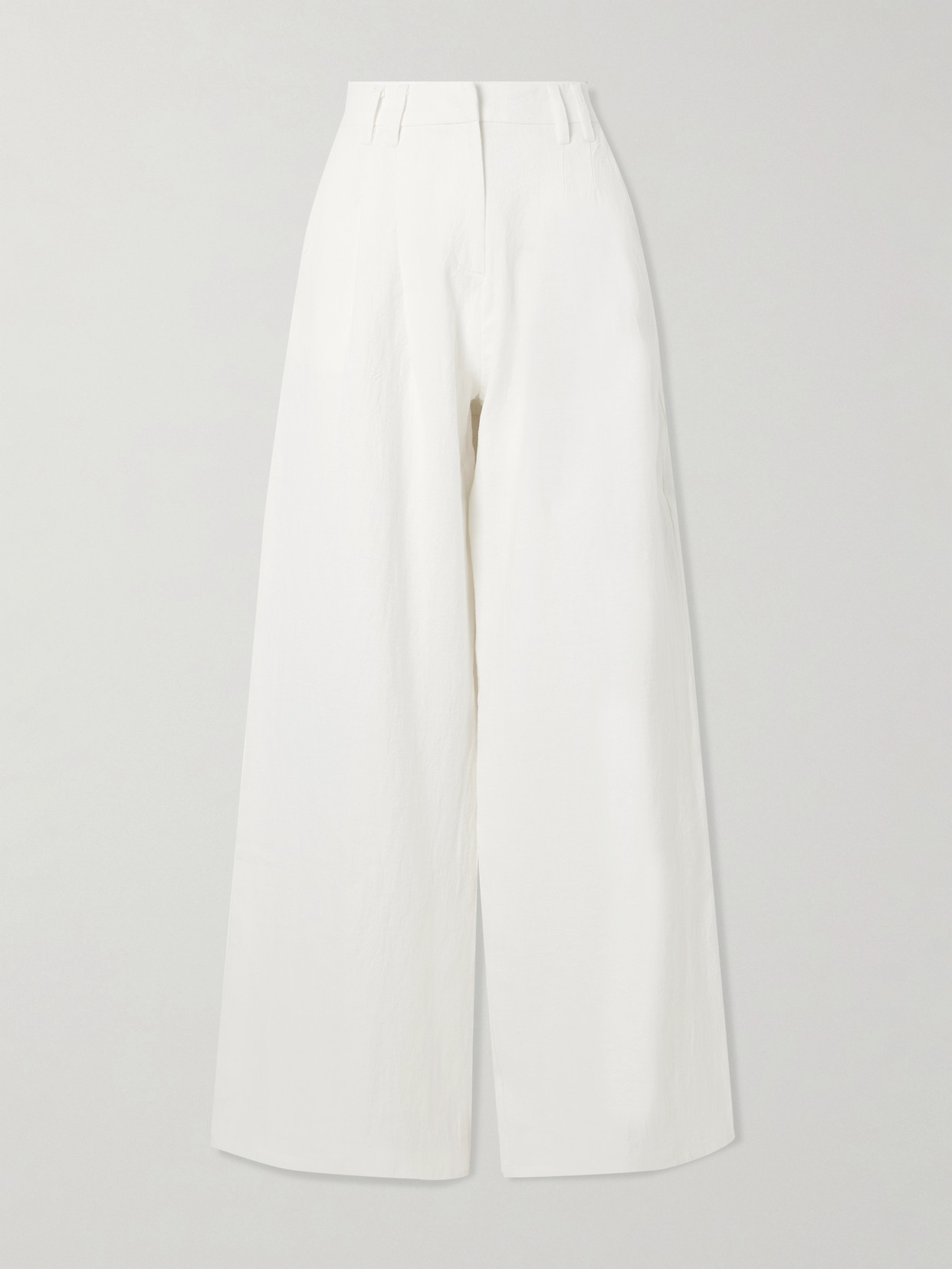 Emporio Sirenuse Annisa Pleated Ramie And Linen-blend Wide-leg Pants In White