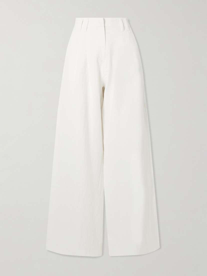 Emporio Sirenuse Annisa Pleated Ramie And Linen-blend Wide-leg Pants