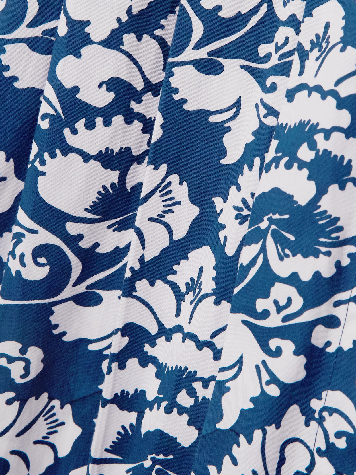 Emporio Sirenuse Claudia Belted Pleated Floral-print Cotton Midi Dress In Blue