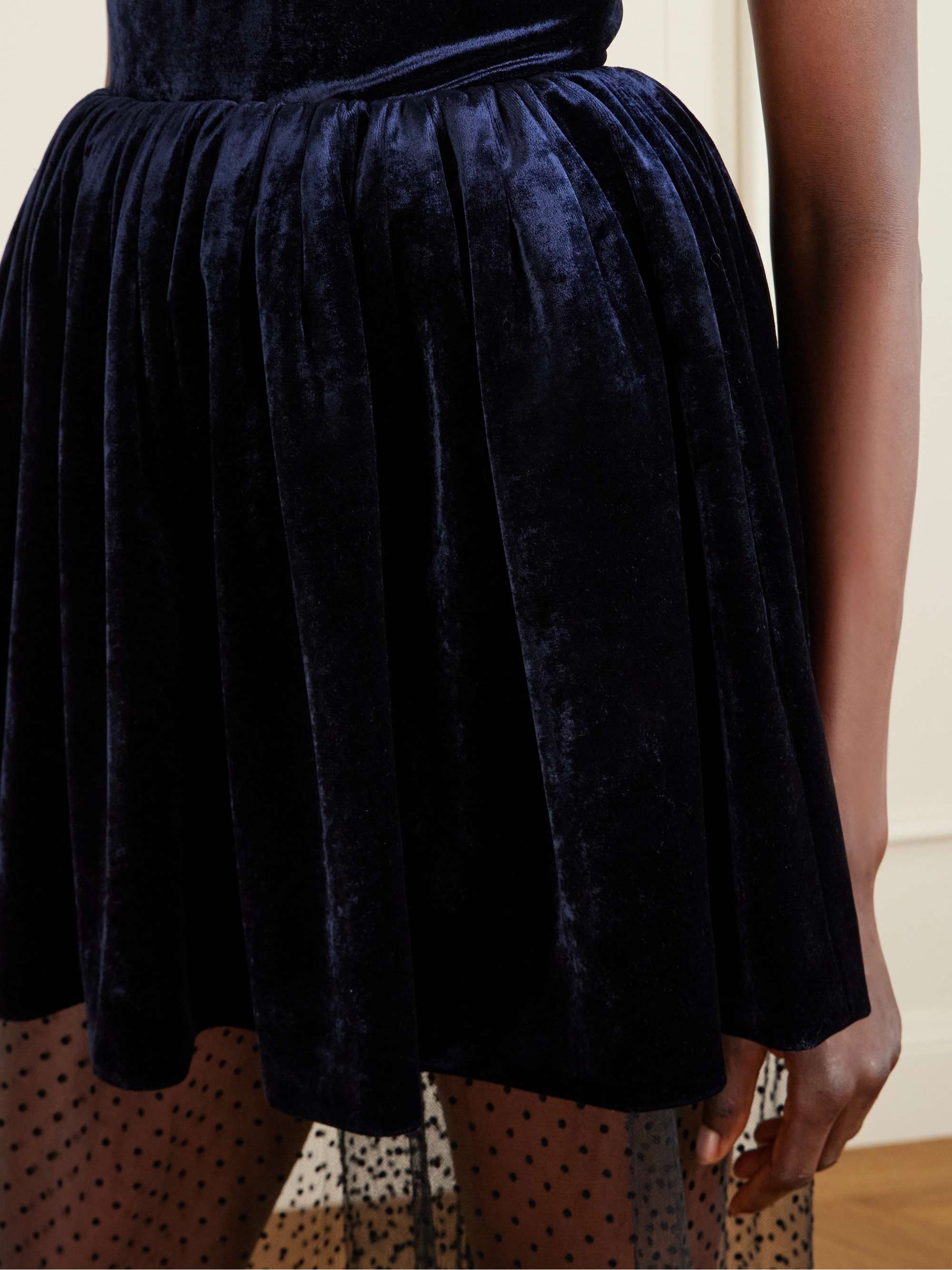 ALAÏA Pleated velvet turtleneck mini dress | NET-A-PORTER