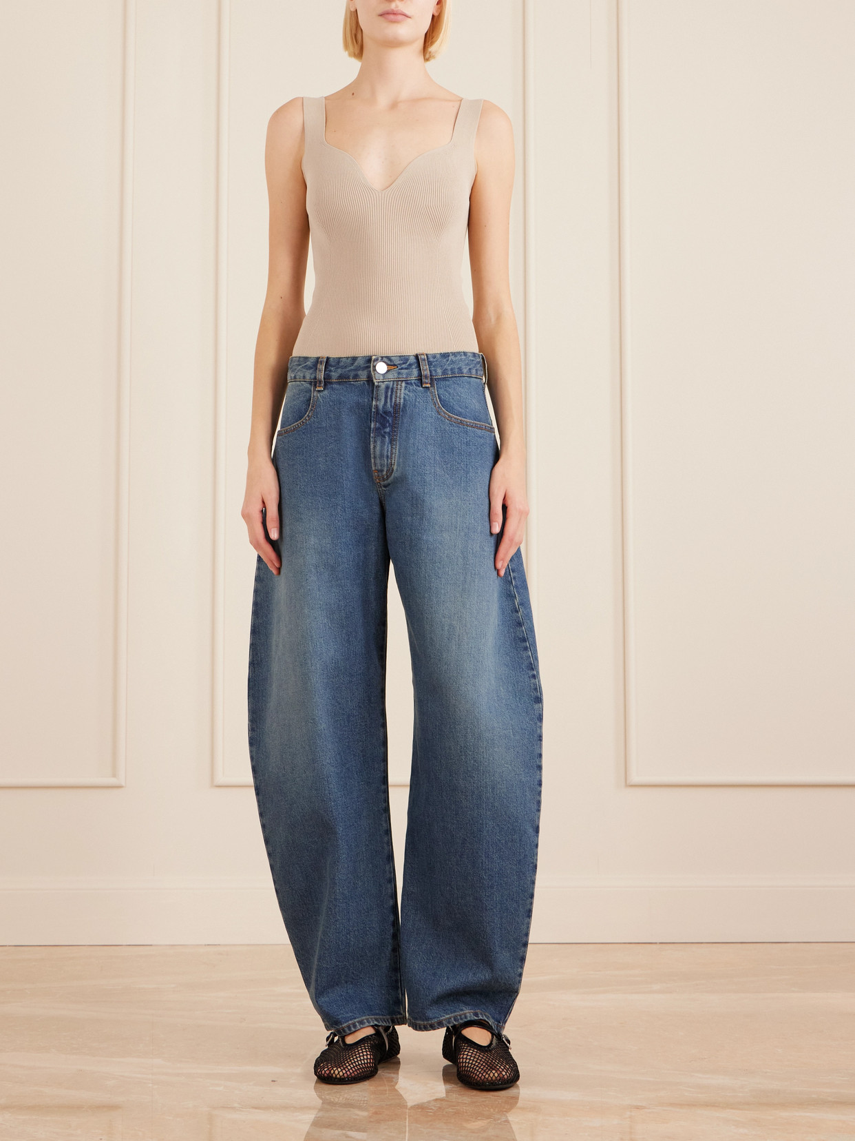 Alaïa Ribbed Jersey Bodysuit In Neutral