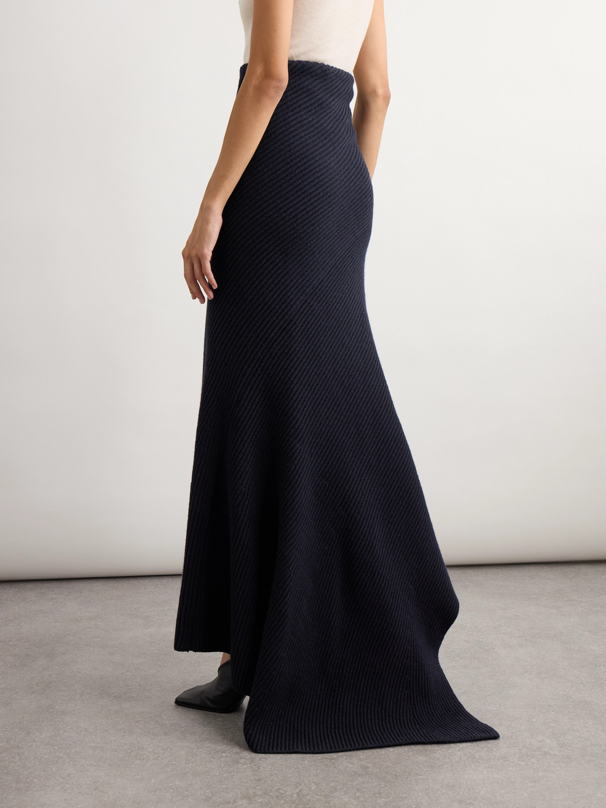 Alaïa - Asymmetric Ribbed Wool And Cashmere-Blend Skirt