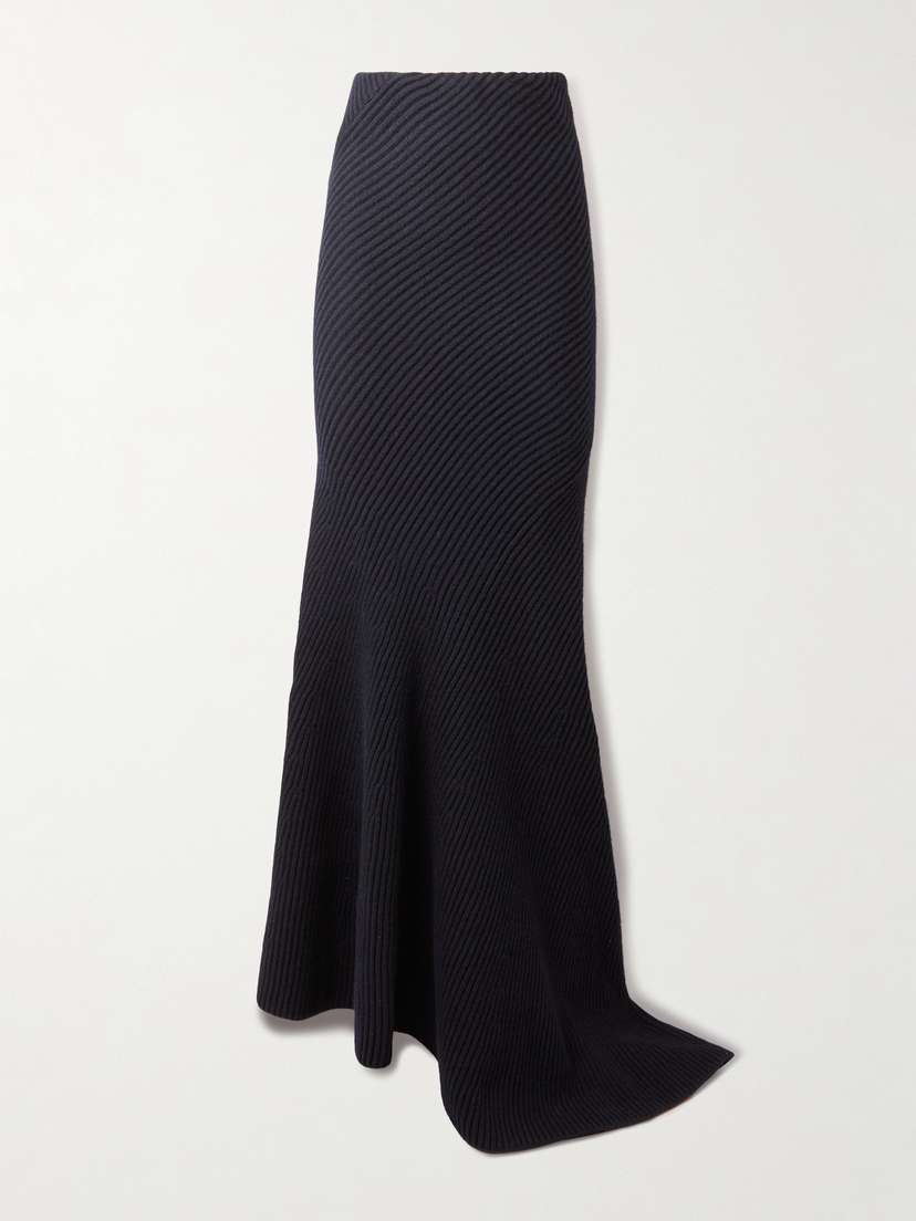 Alaïa Asymmetric Ribbed Wool And Cashmere-blend Skirt