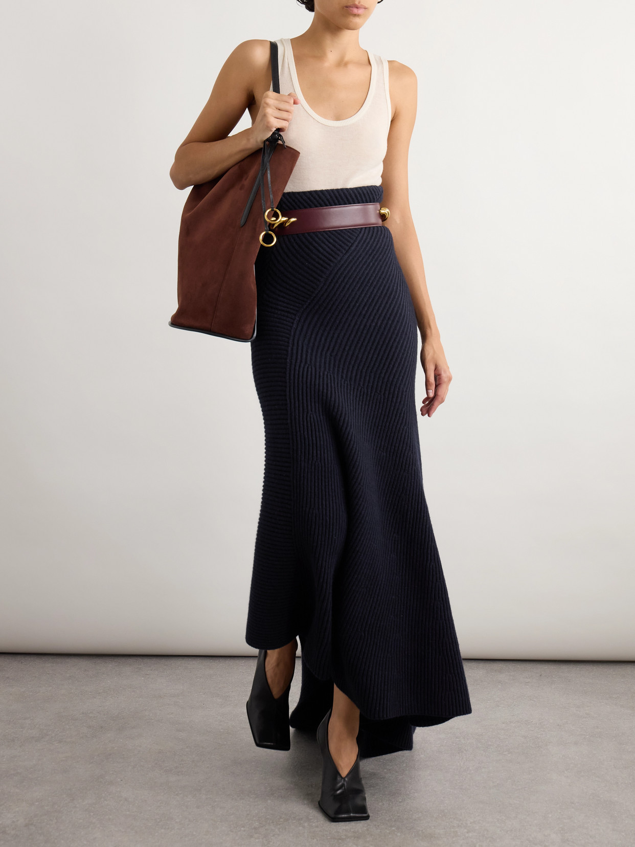 Alaïa - Asymmetric Ribbed Wool And Cashmere-Blend Skirt