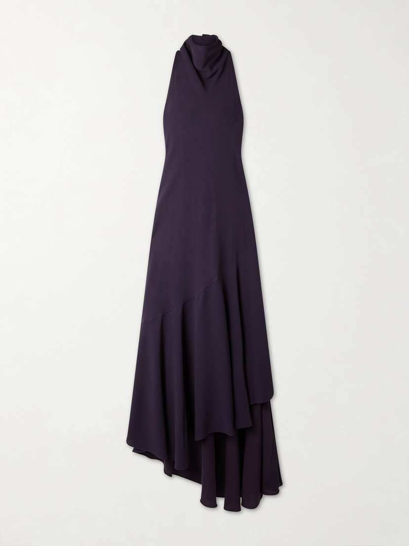 Alaïa Open-back Asymmetric Ribbed Jersey Maxi Dress