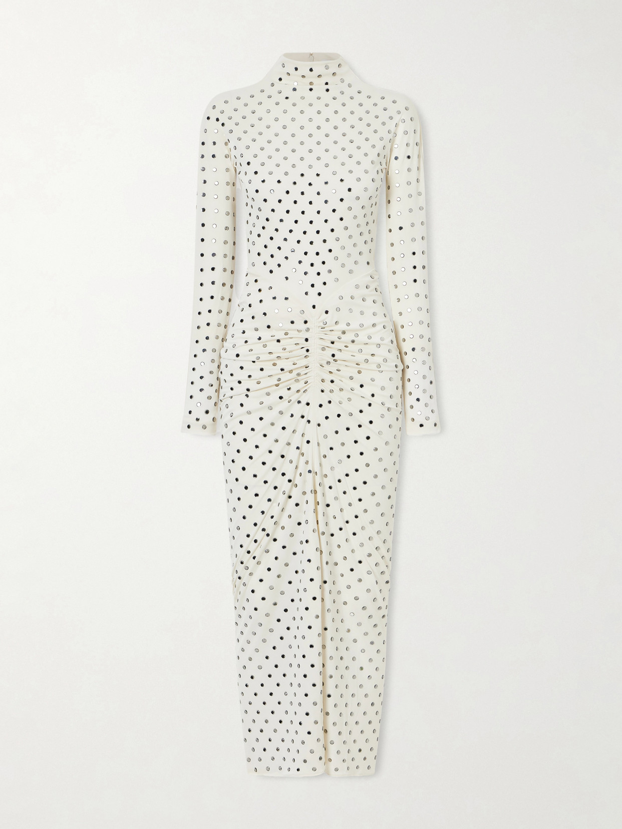 Alaïa Gathered Crystal-embellished Jersey Midi Dress In White