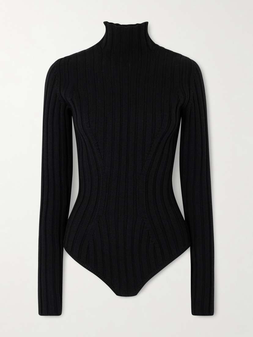 Alaïa Ribbed Wool Turtleneck Bodysuit