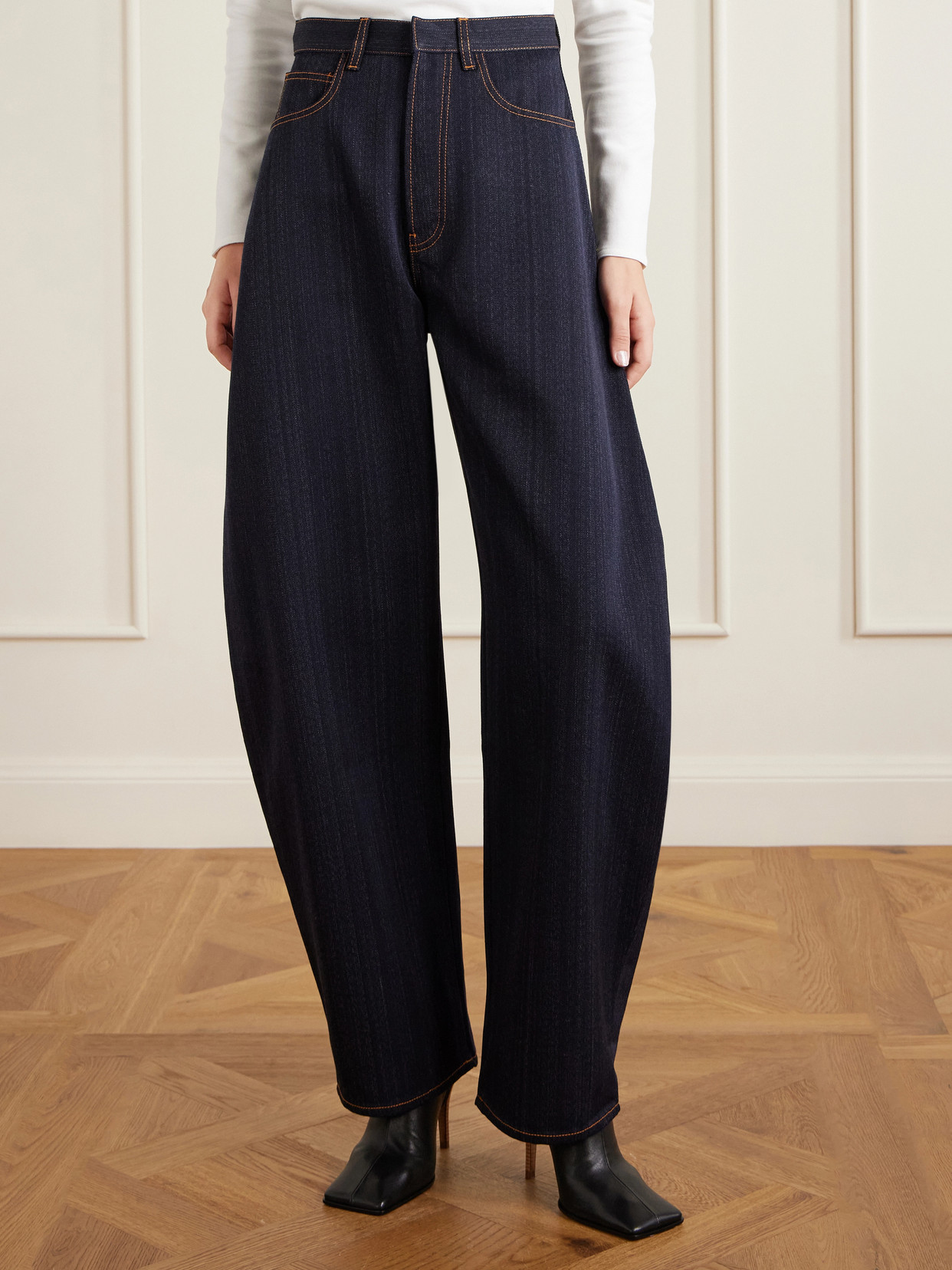 Alaïa - Denim High-Rise Barrel-Leg Jeans