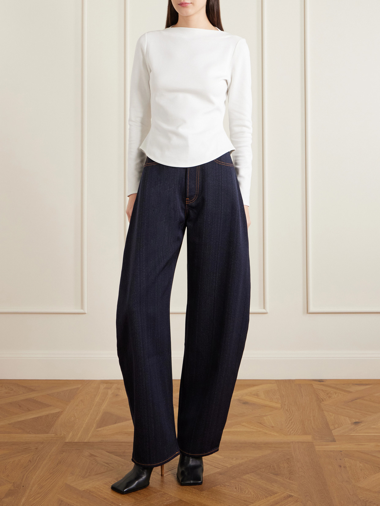 Alaïa - Denim High-Rise Barrel-Leg Jeans