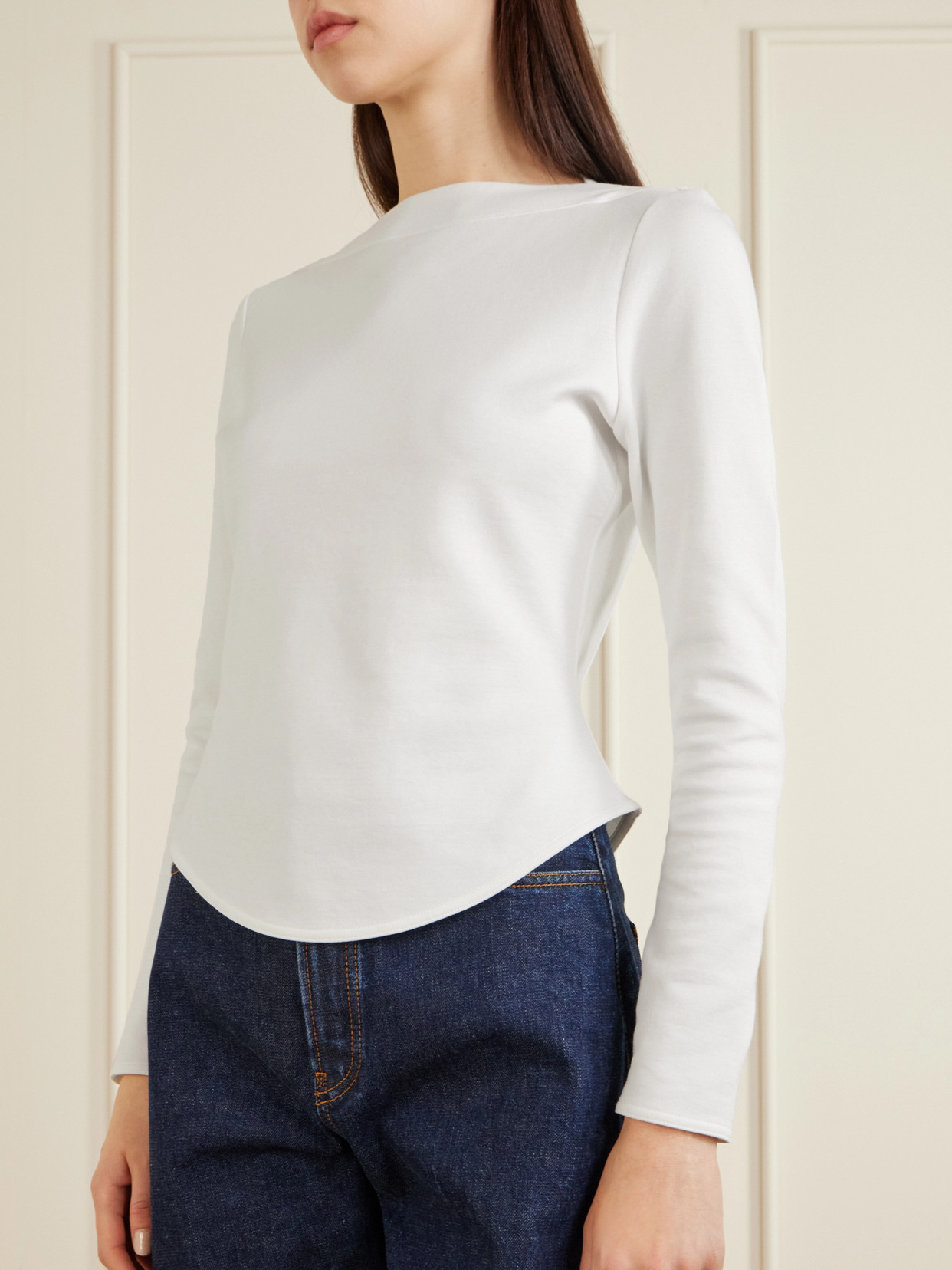 Alaïa - Asymmetric Cotton-Blend Jersey Top