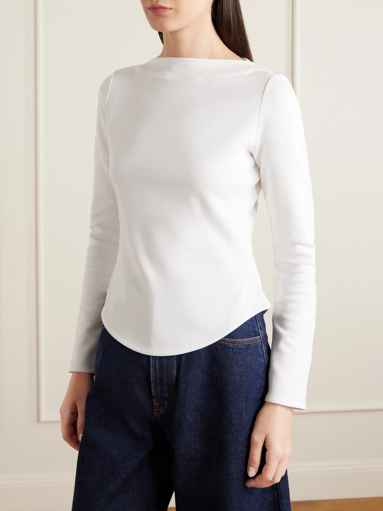 Alaïa - Asymmetric Cotton-Blend Jersey Top
