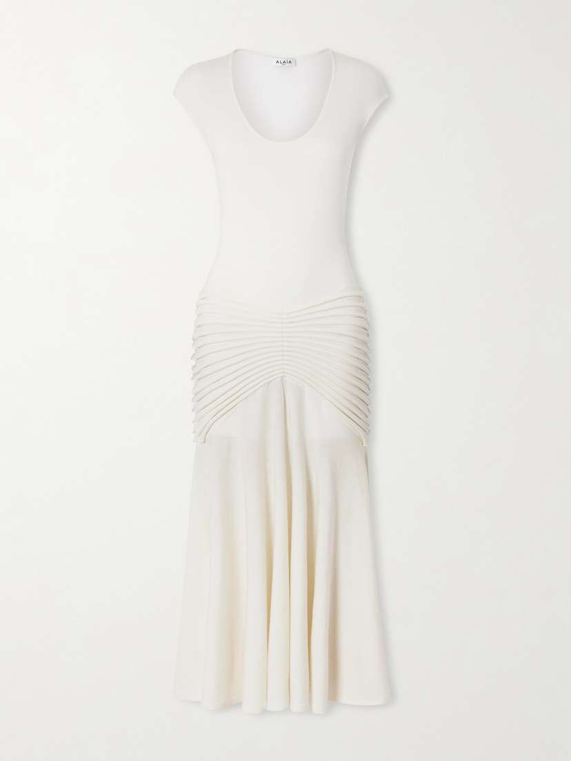 Alaïa Ruched Wool Maxi Dress