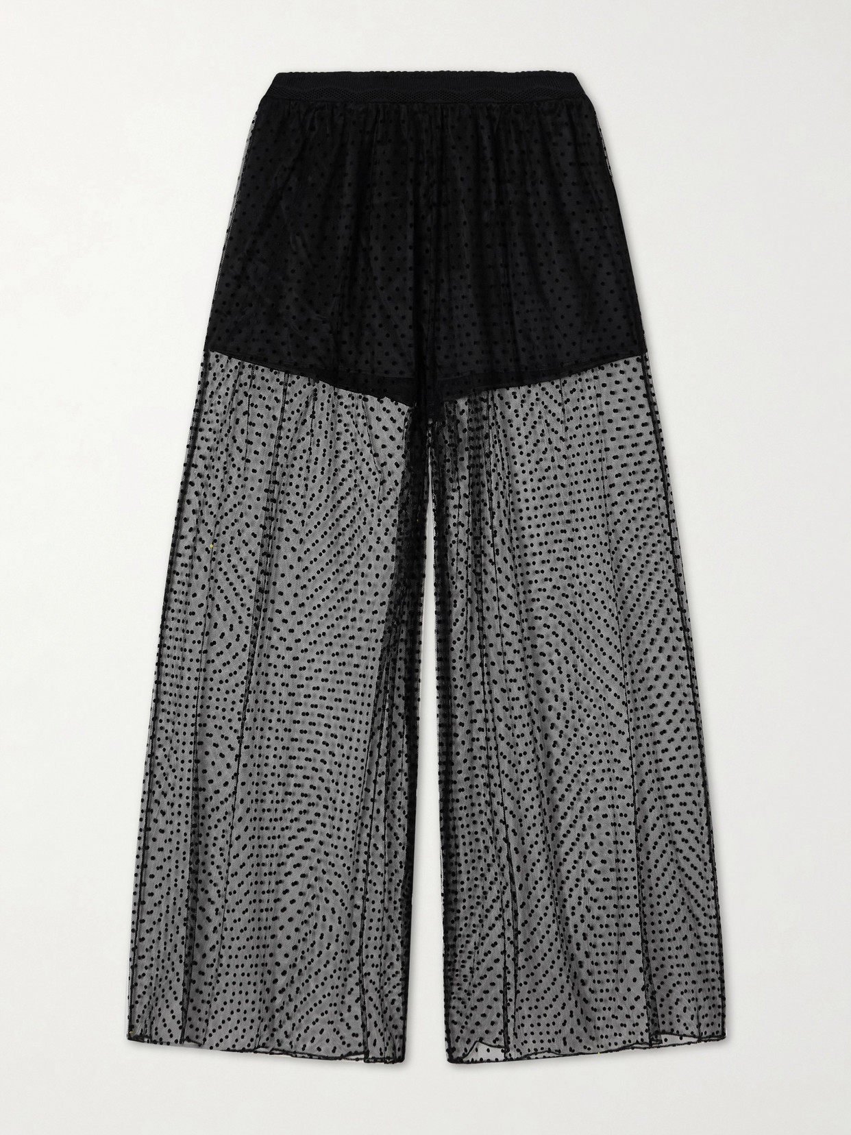 Alaïa Polka-dot Fil Coupé Organza Wide-leg Pants In Multi