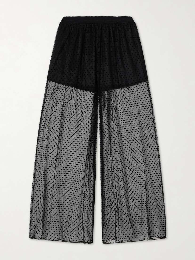 Alaïa Polka-dot Fil Coupé Organza Wide-leg Pants