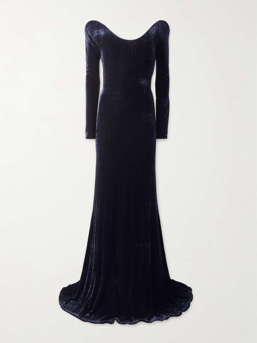 Alaïa Off-the-shoulder Velvet Gown