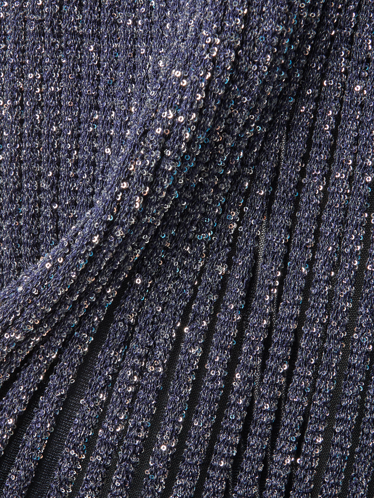 Alaïa Strapless Sequin-embellished Metallic Ribbed-knit Gown In Blue