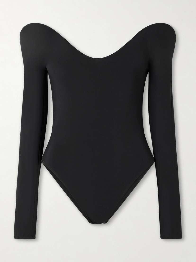 Alaïa Open-back Padded Jersey Bodysuit