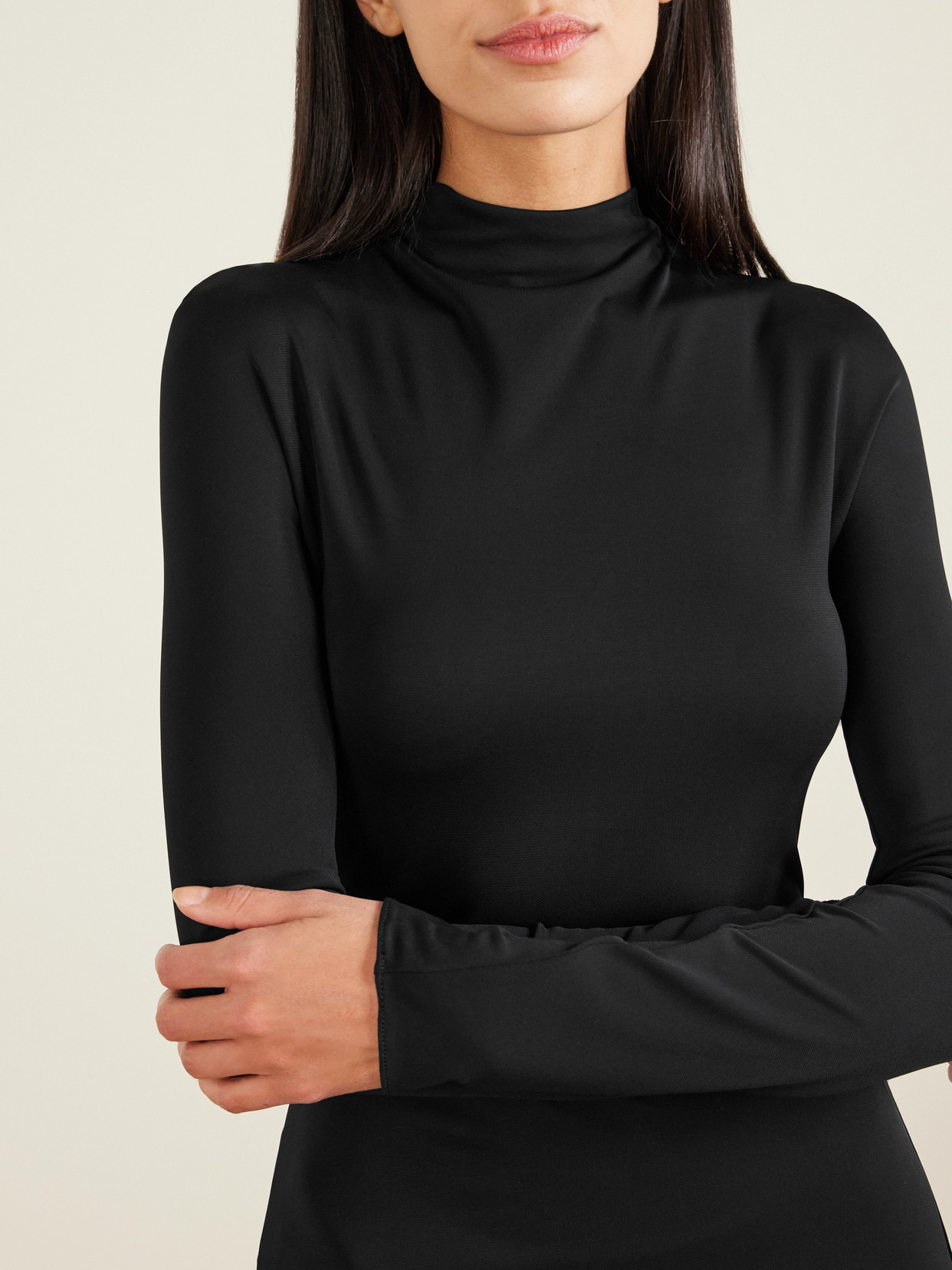 Alaïa Jersey Mock-neck Gown In Black