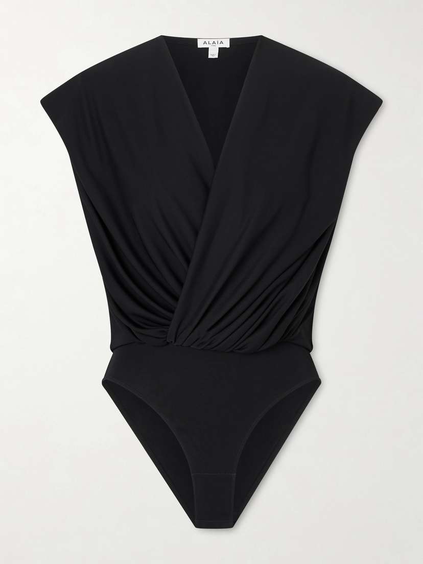 Alaïa Hooded Draped Jersey Bodysuit
