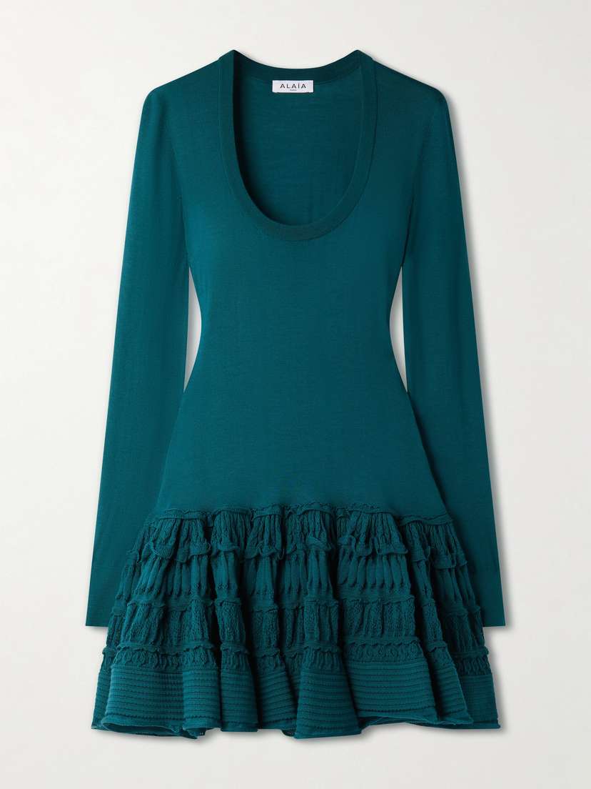 Alaïa Ruffled Wool-blend Mini Dress
