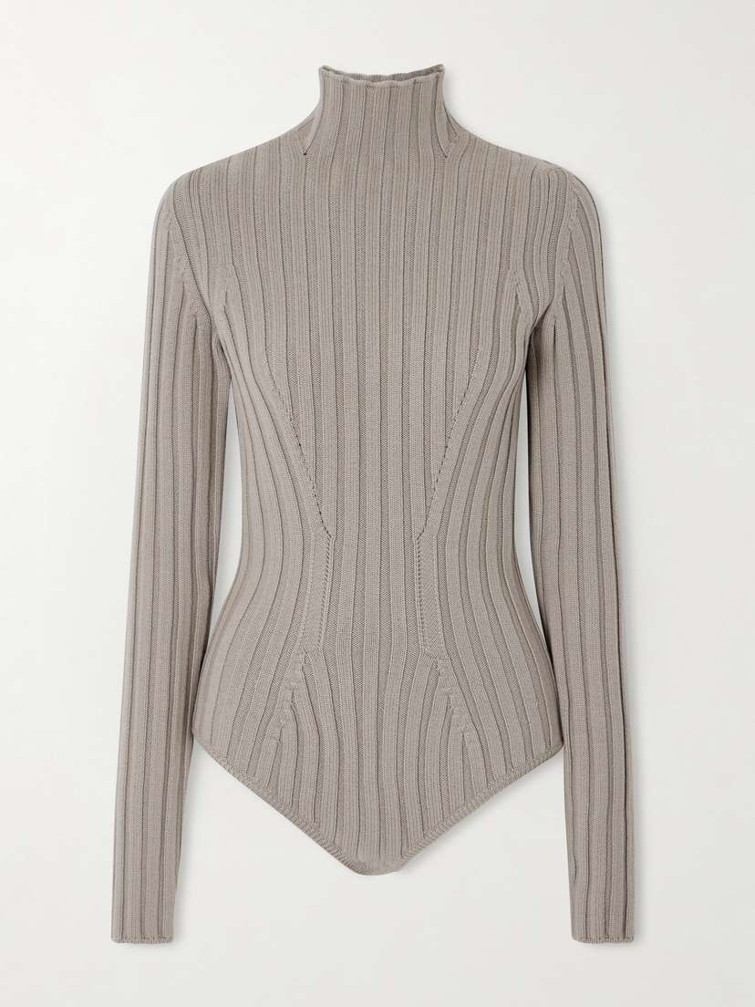 Alaïa Ribbed Wool Turtleneck Bodysuit