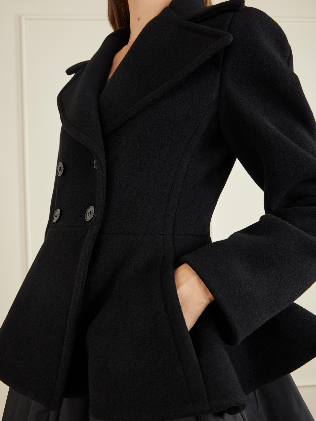 Alaïa - Double-Breasted Wool-Blend Peplum Coat