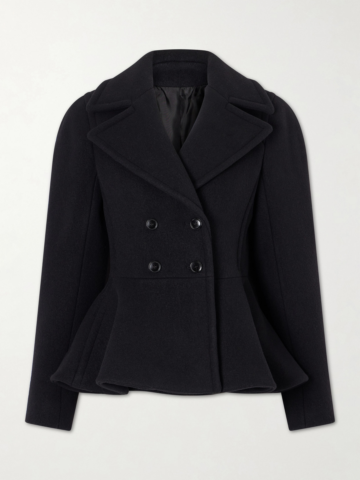 Alaïa Double-breasted Wool-blend Peplum Coat In Black