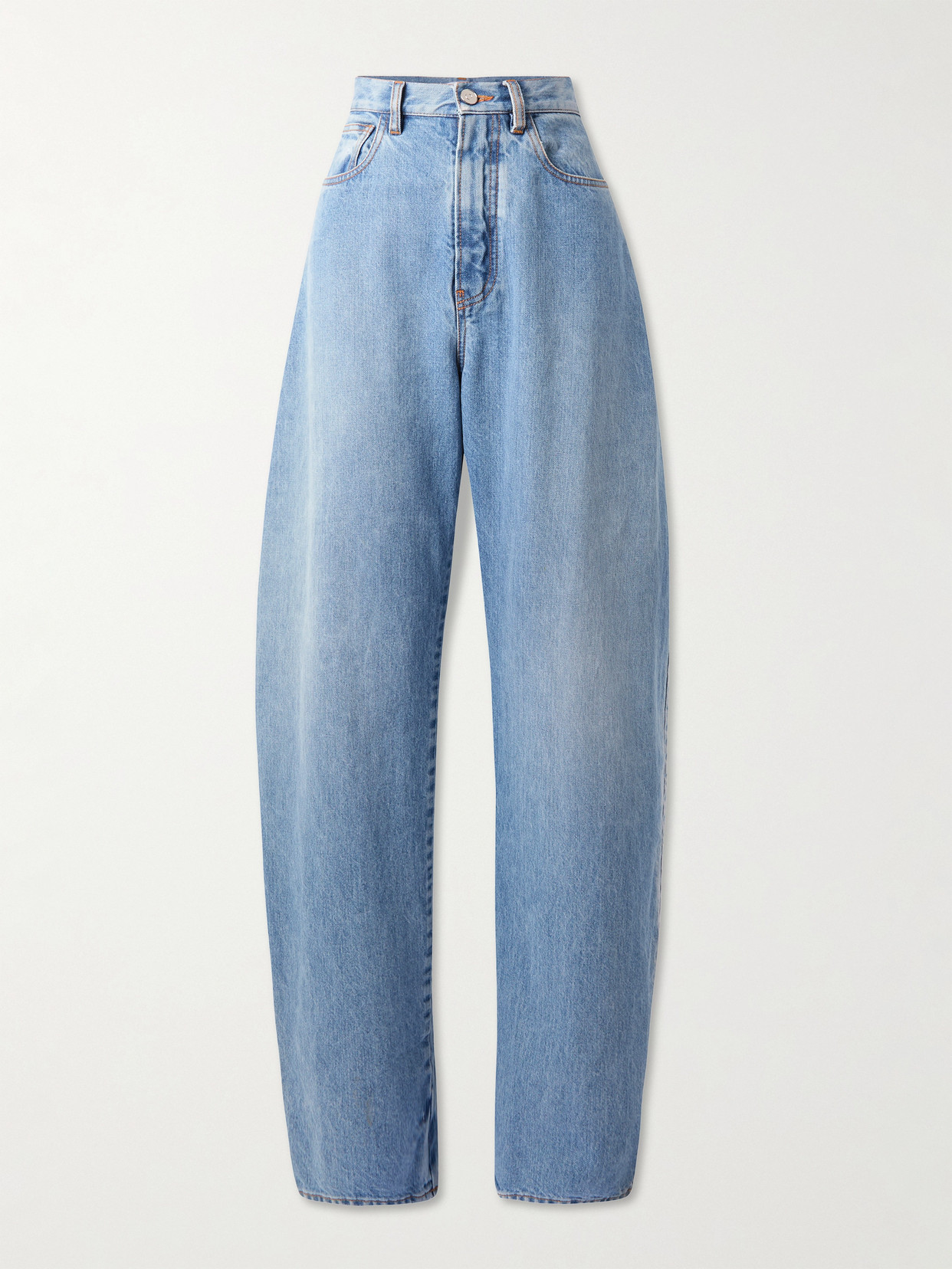 Alaïa Round High-rise Barrel-leg Jeans In Blue
