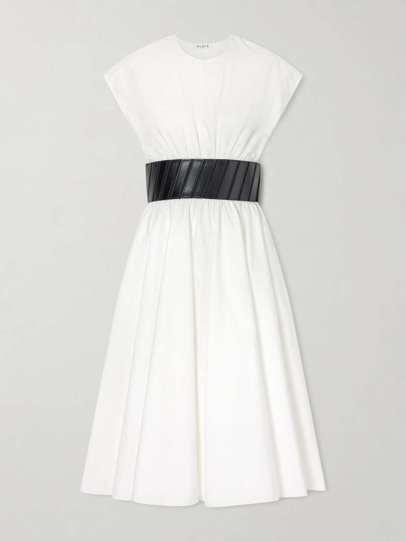Alaïa Belted Cotton-poplin Midi Dress