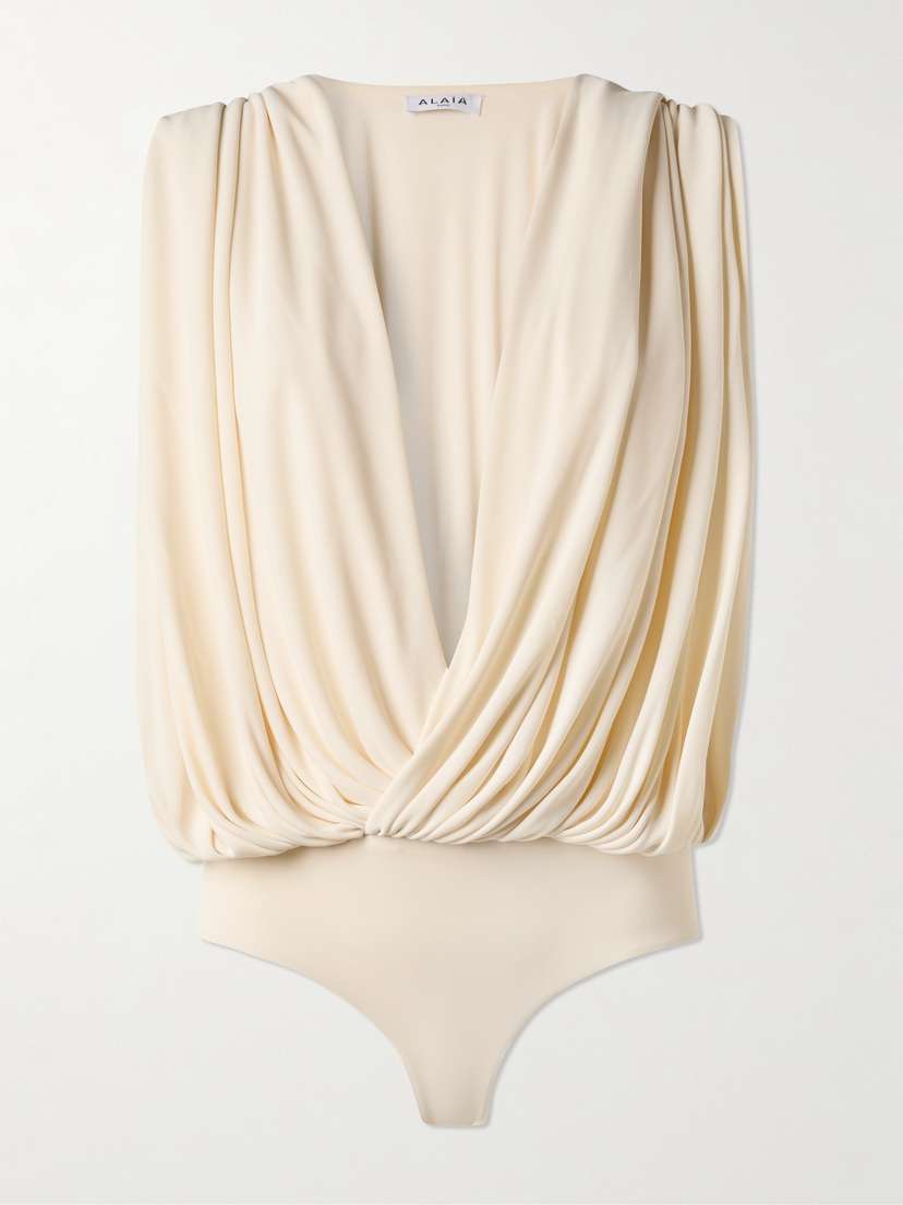 Alaïa Hooded Draped Jersey Bodysuit