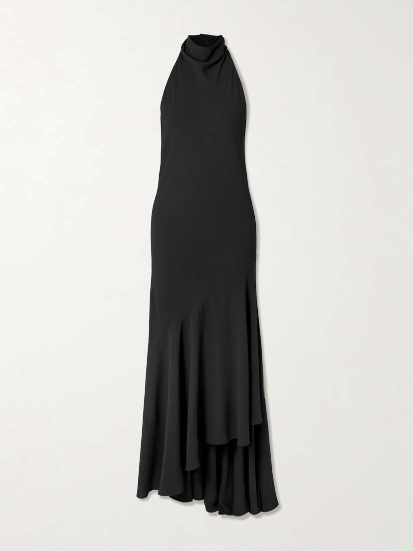 Alaïa Open-back Asymmetric Ribbed Wool Maxi Dress